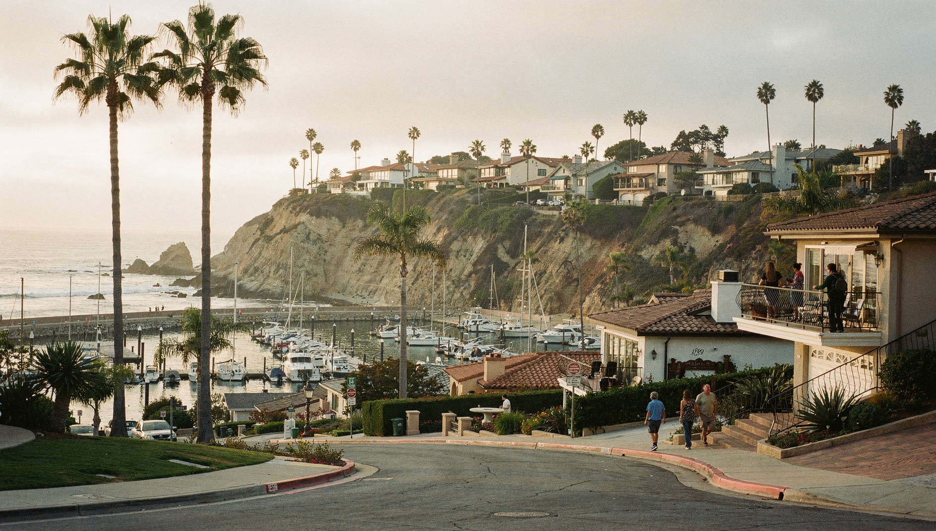 Dana Point coastal neighborhood with harbor, bluff homes, and Pacific Ocean views